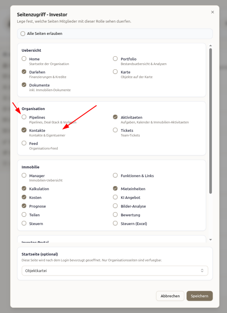 Seitenzugriff konfigurieren – Berechtigungen je Rolle festlegen