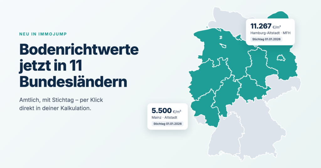 Deutschlandkarte: Bodenrichtwerte in 11 Bundesländern automatisch abrufbar